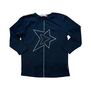 4/$25 Kidichic Girls 3/4 Sleeve T-Shirt Size 14 Black White Star Design